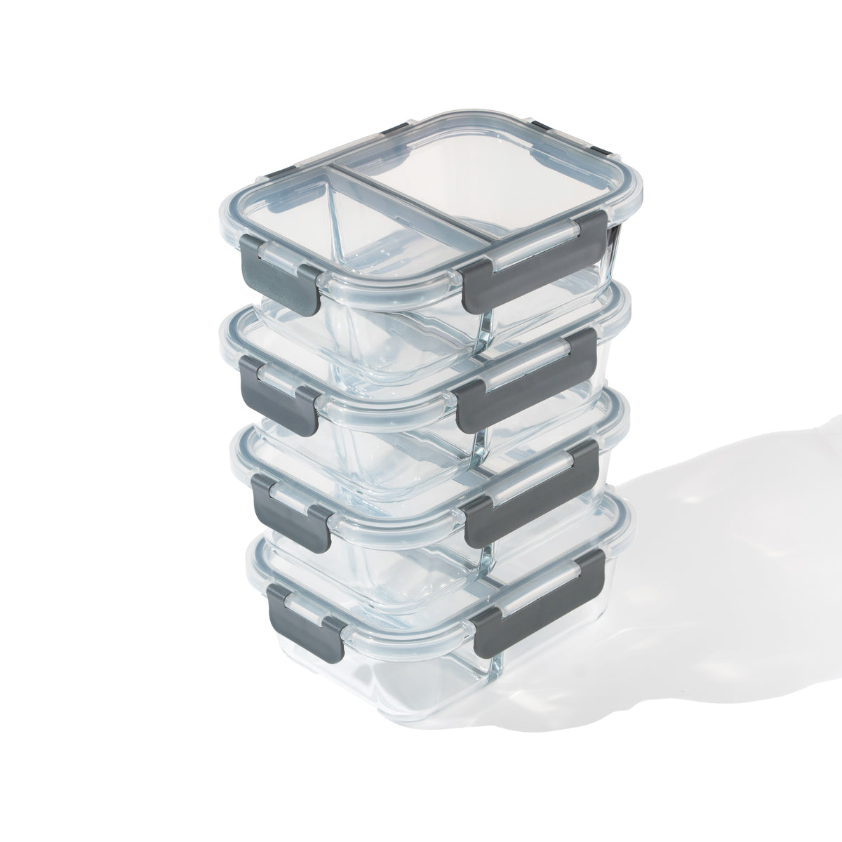 TAKISSO Set of 4 Borosilicate Glass Lunch Boxes (1050ml)