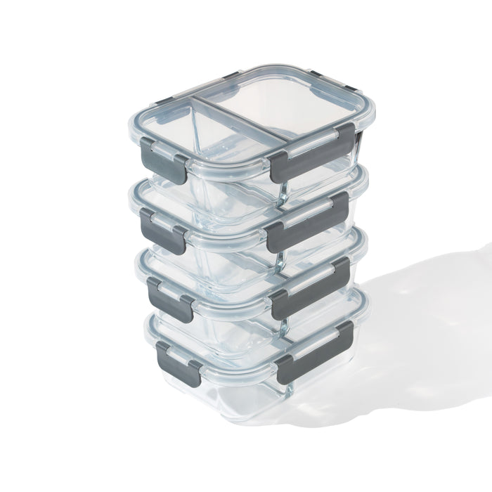TAKISSO Set of 4 Borosilicate Glass Lunch Boxes (1050ml)