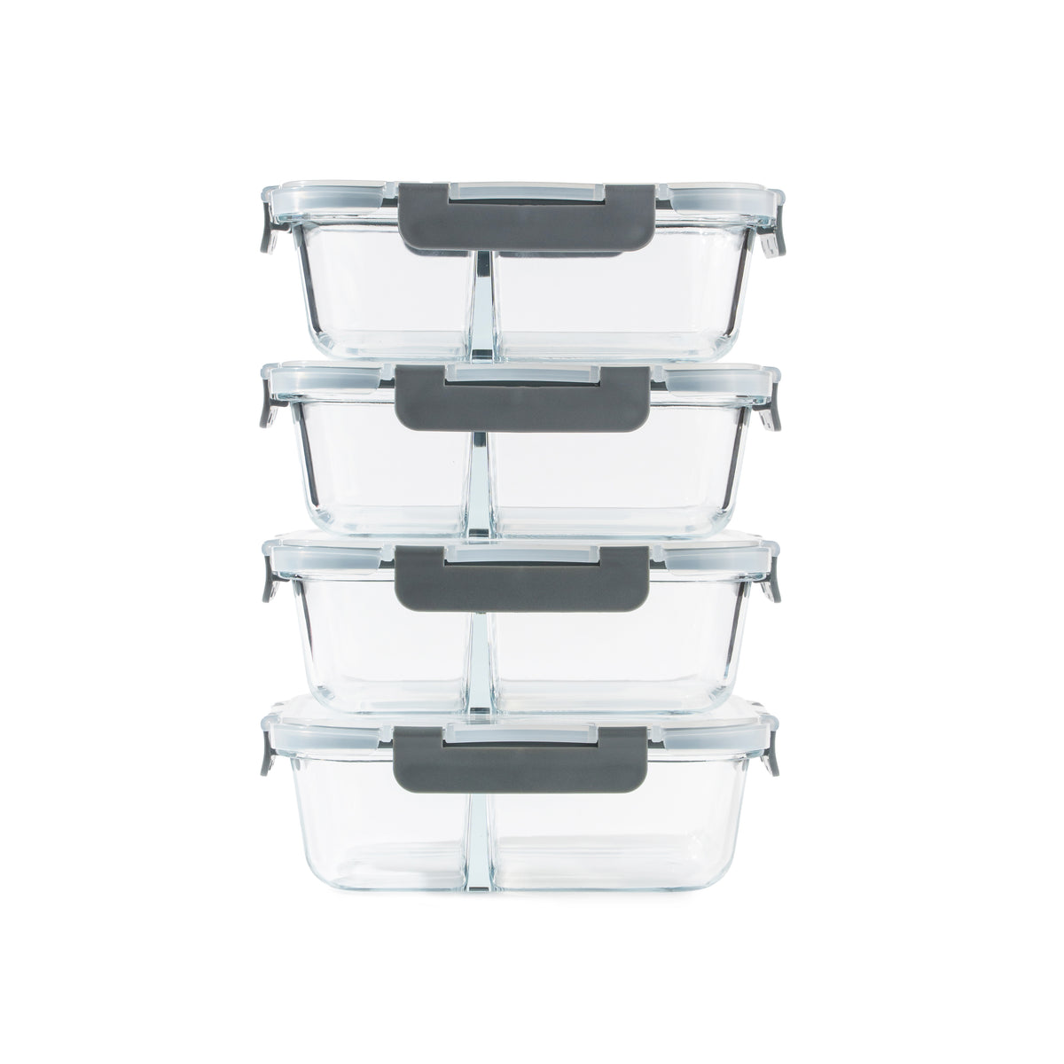 TAKISSO Set of 4 Borosilicate Glass Lunch Boxes (1050ml)