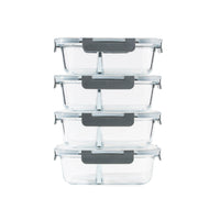 TAKISSO Set of 4 Borosilicate Glass Lunch Boxes (1050ml)
