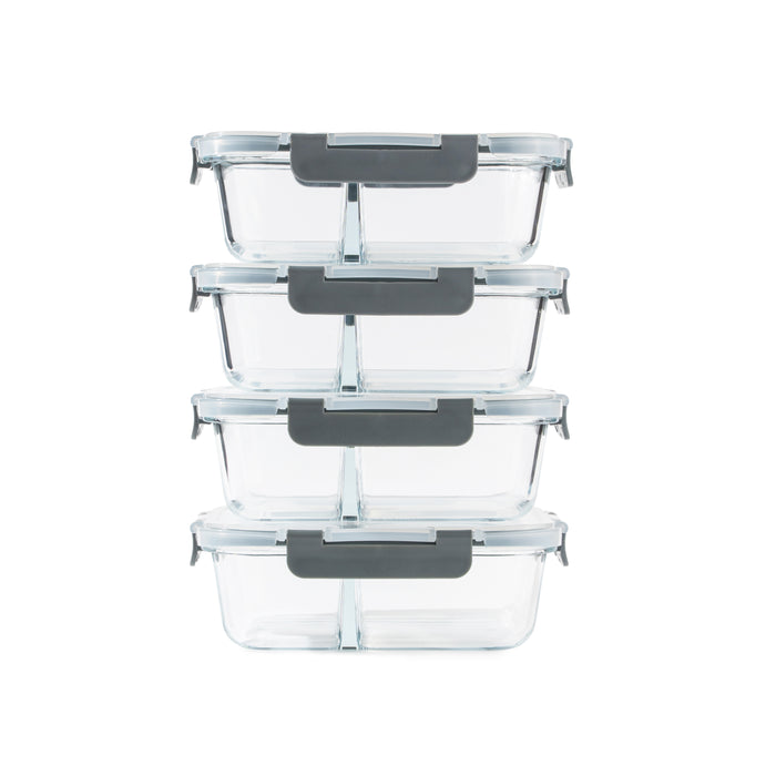 TAKISSO Set of 4 Borosilicate Glass Lunch Boxes (1050ml)