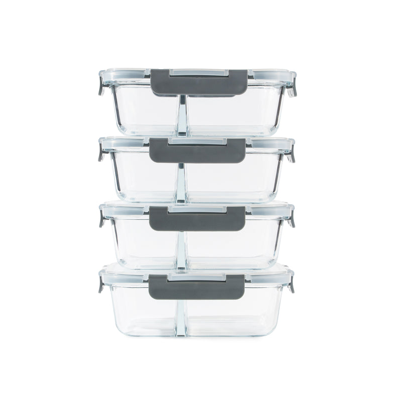 TAKISSO Set of 4 Borosilicate Glass Lunch Boxes (1050ml)