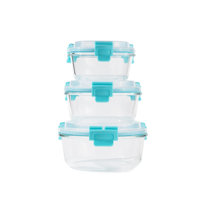 TAKISSO Borosilicate Glass Lunch Box Set of 3 (300 ml, 500 ml, 765 ml)