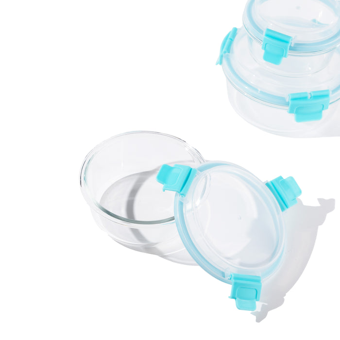 TAKISSO Borosilicate Glass Lunch Box Set of 3 (400 ml, 600 ml, 900 ml)