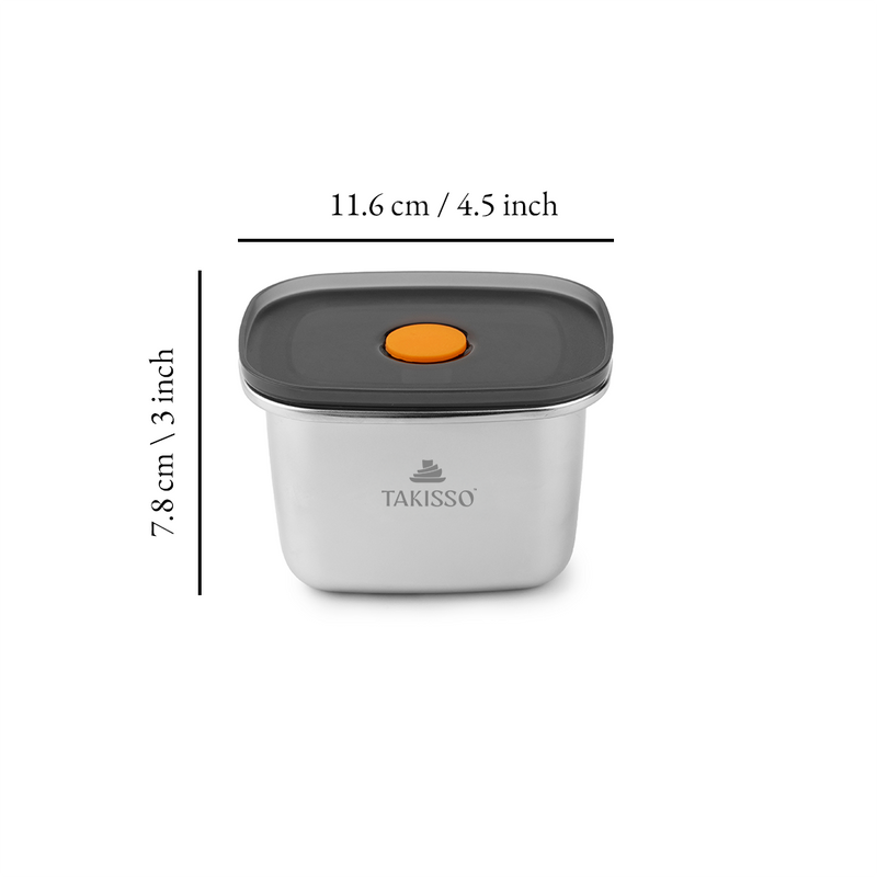 TAKISSO Premium Thermal Lock Stainless Steel Lunch Box Set of 1 (450ml)