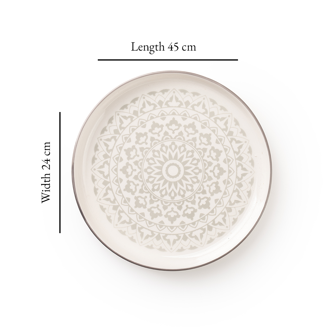 TAKISSO Round Ceramic Plates with Mandala Art Set of 6