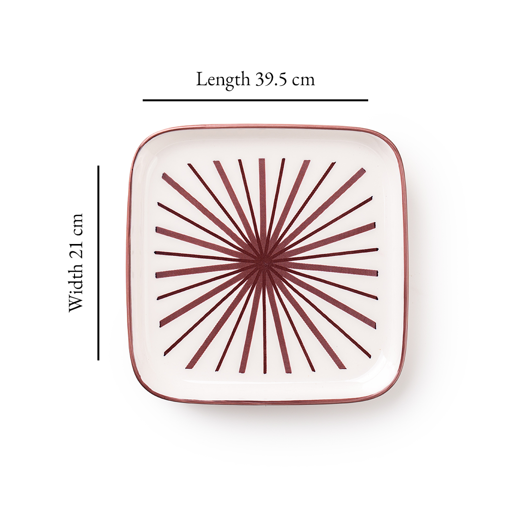 TAKISSO Square Ceramic Plates with Mandala Art Set of 6