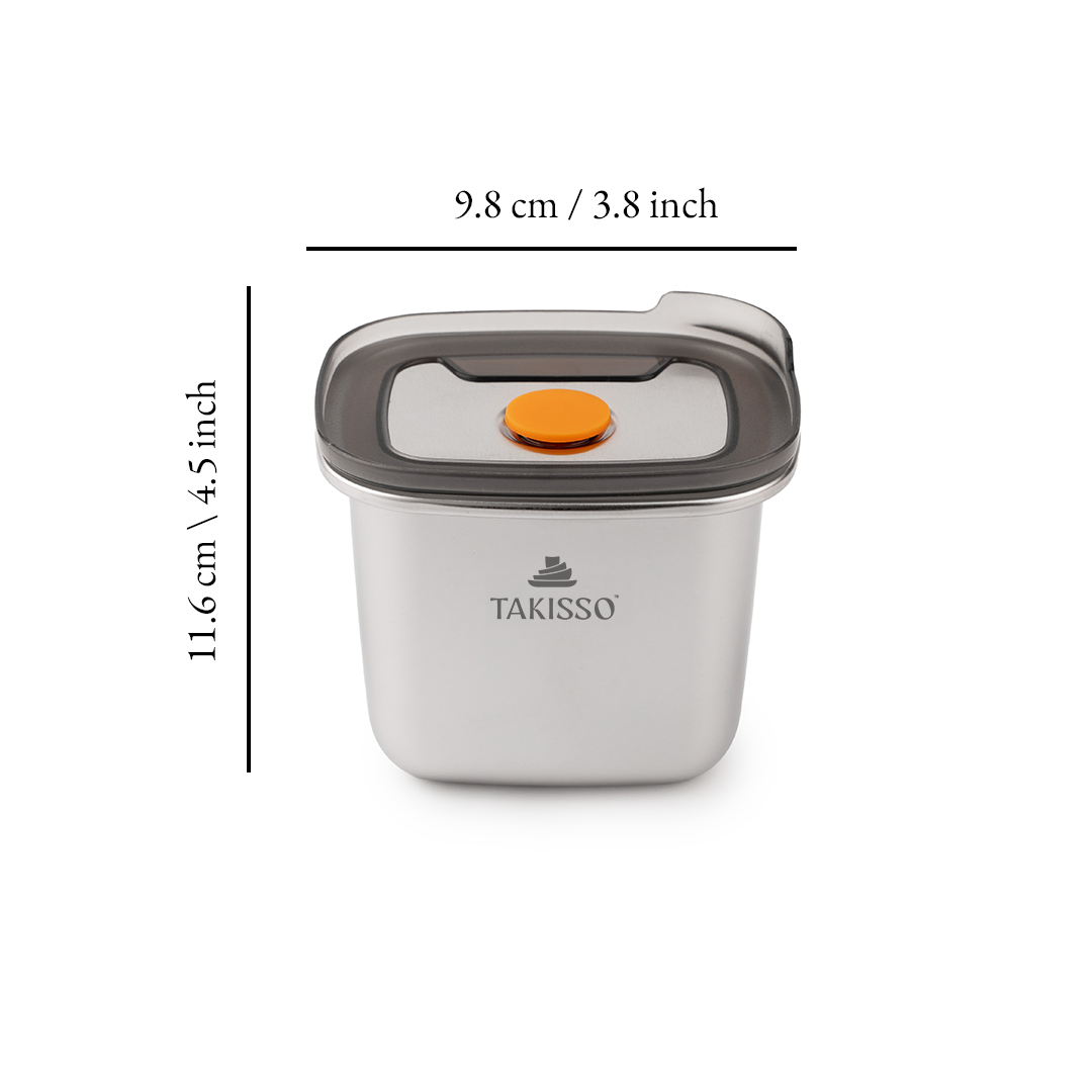TAKISSO Premium Thermal Lock Stainless Steel Lunch Box Set of 1 (550ml)