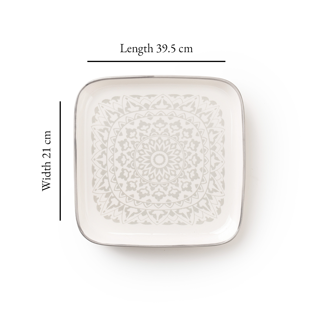TAKISSO Square Ceramic Plates with Mandala Art Set of 6
