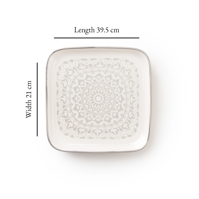 TAKISSO Square Ceramic Plates with Mandala Art Set of 6