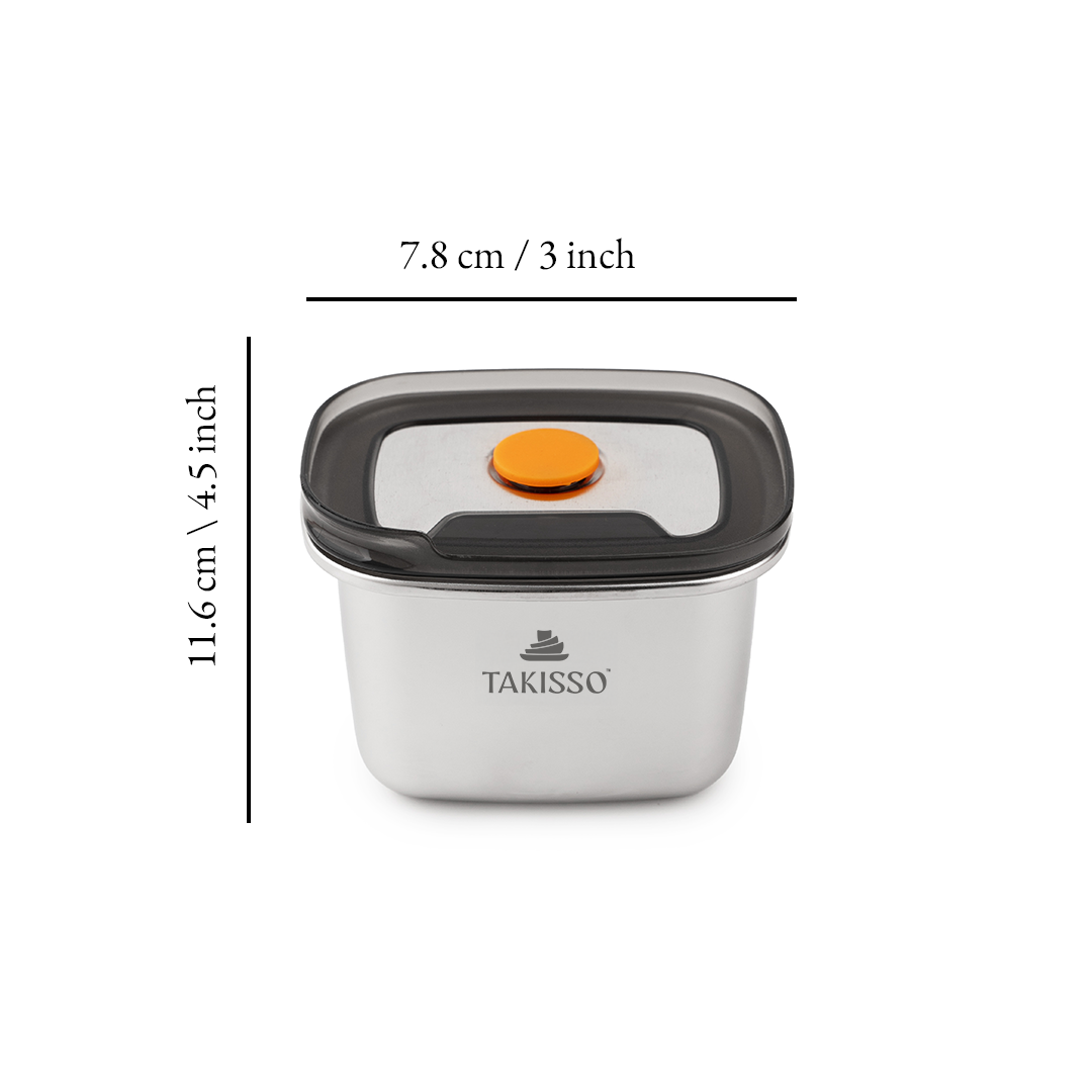 TAKISSO Premium Thermal Lock Stainless Steel Lunch Box Set of 1 (450ml)