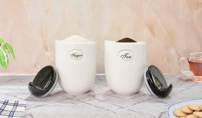 TAKISSO Aesthetic Kitchen Décor Ceramic Canister Set of 2 (1200ml)