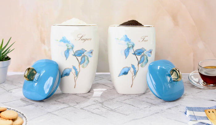 TAKISSO Kitchen Décor Ceramic Canister Set of 2 (1200ml)