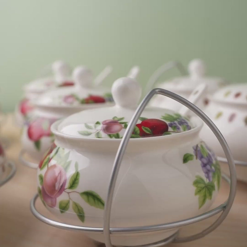 TAKISSO Sugar Bowl with Lid Pack of 3 (350ml)