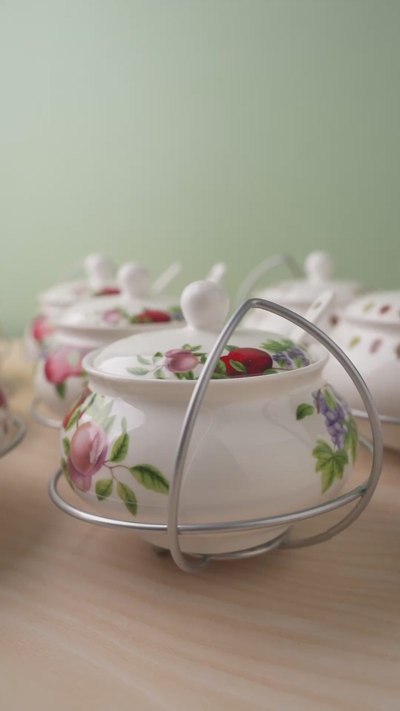 TAKISSO Sugar Bowl with Lid Pack of 3 (350ml)