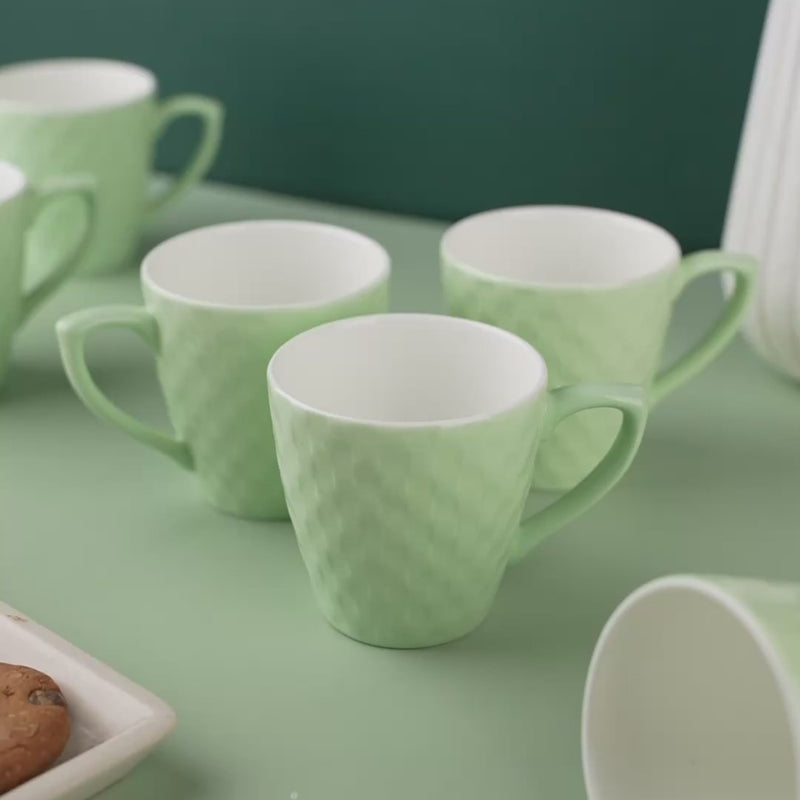 TAKISSO Heat-Resistant Ceramic Tea-Coffee Mug Set of 6 (180ml)