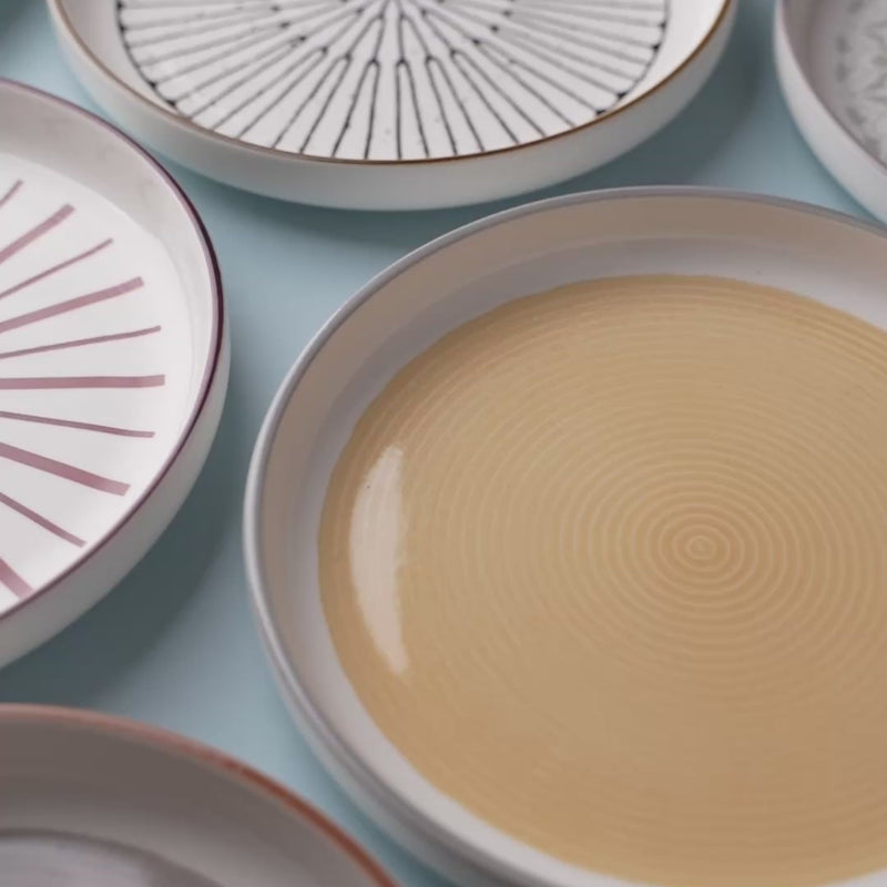 TAKISSO Round Ceramic Plates with Mandala Art Set of 6