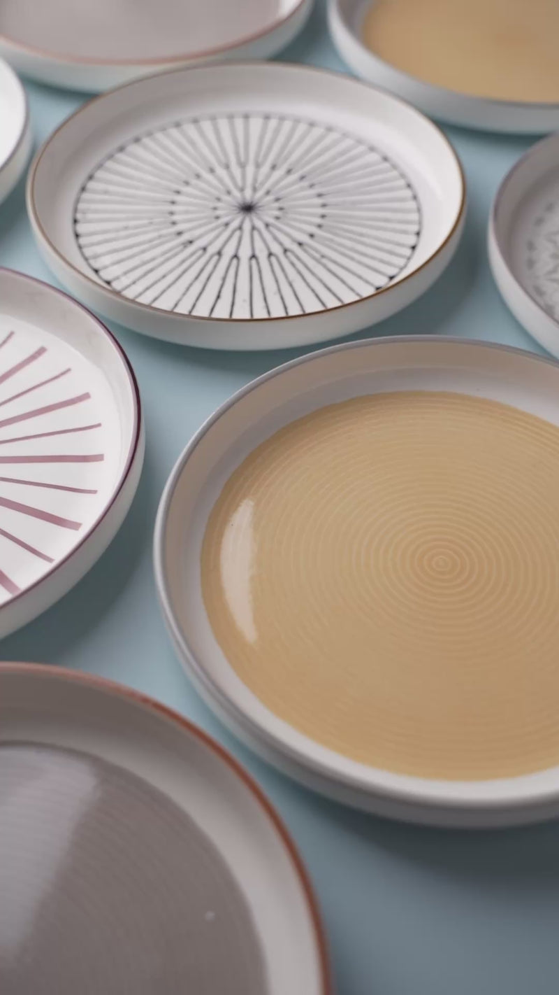 TAKISSO Round Ceramic Plates with Mandala Art Set of 6
