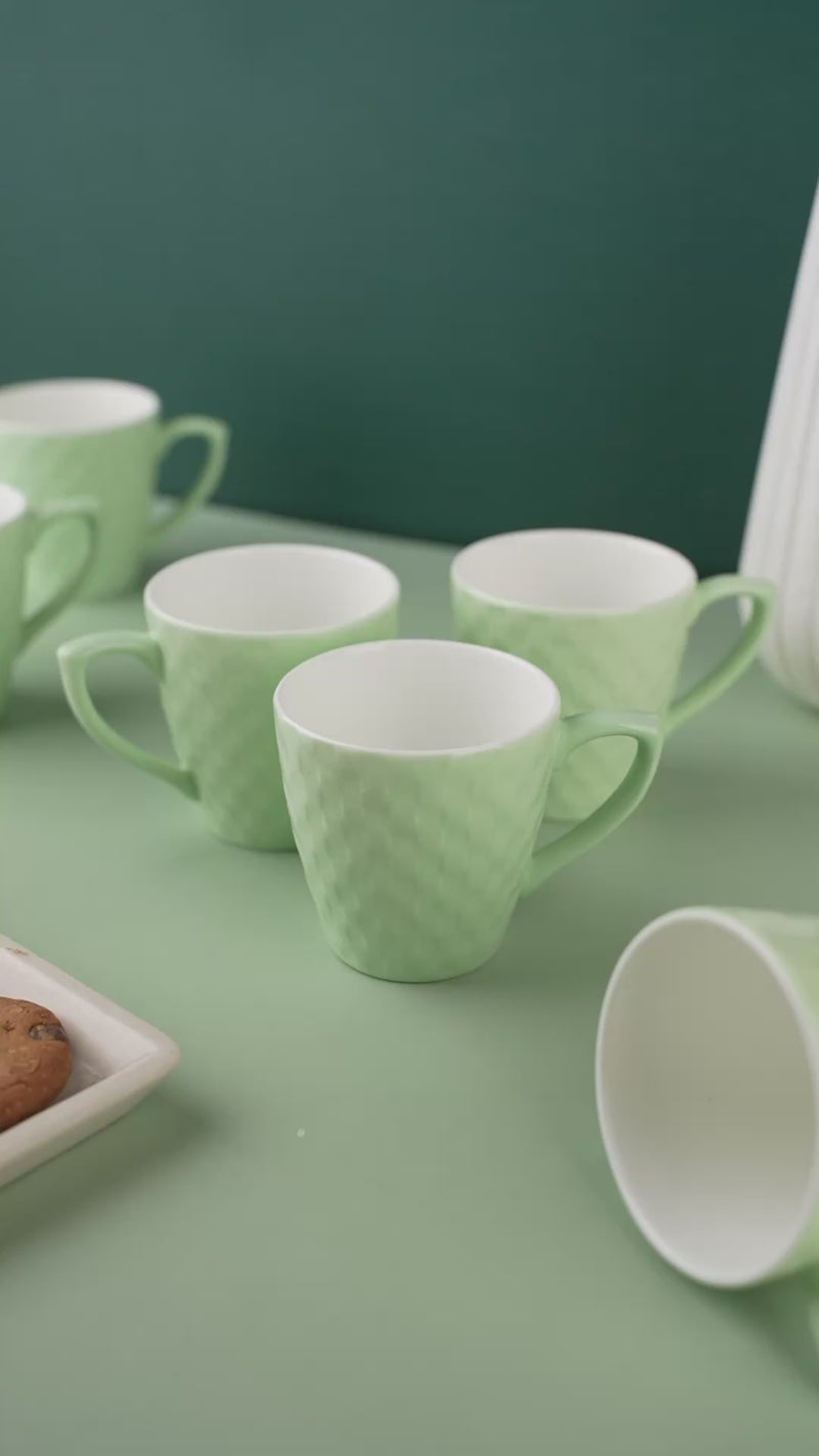 TAKISSO Heat-Resistant Ceramic Tea-Coffee Mug Set of 6 (180ml)
