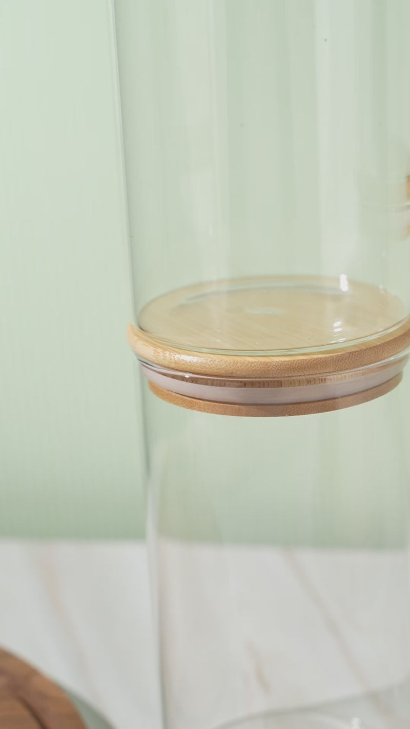 TAKISSO Pack of 6 Borosilicate Glass Jars with Airtight Bamboo Lids