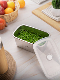 TAKISSO Rectangle - Big - 1300ml Microwave Safe Container (With Push-Pull Airtight Mechanism)