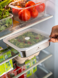 TAKISSO Square - Flat - 1200ml Microwave Safe Container (With Push-Pull Airtight Mechanism)