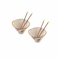 TAKISSO Porcelain Ramen Bowl Set (2 Bowls + 2 Chopstick)