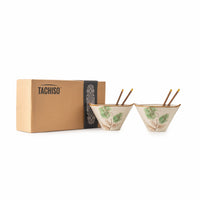 TAKISSO Porcelain Ramen Bowl Set (2 Bowls + 2 Chopstick)