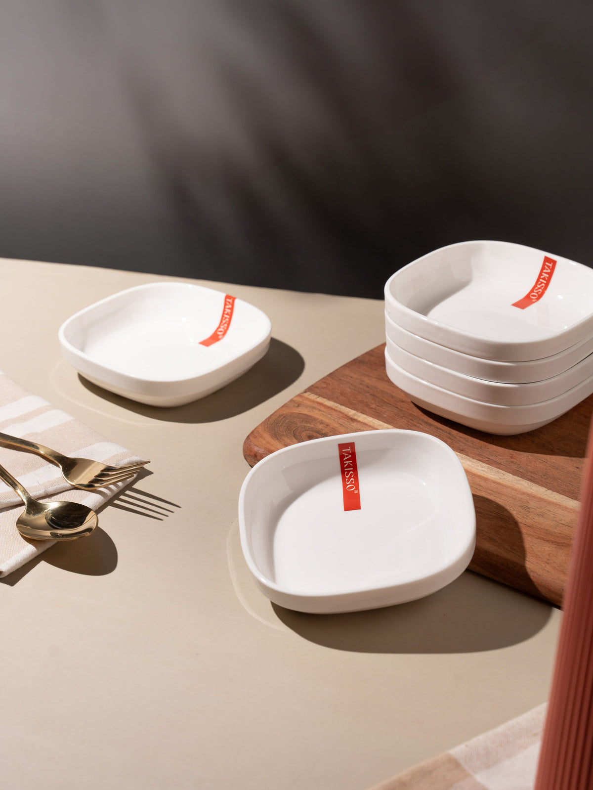 TAKISSO Porcelain Square Bowl Set of 6